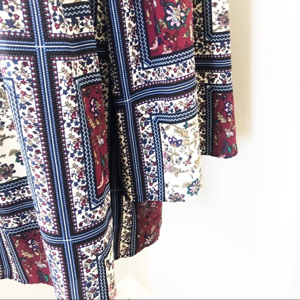 Altar’d State Boho Patchwork Patterned Dress w/ Bell Sleeves - Picture 3 of 7